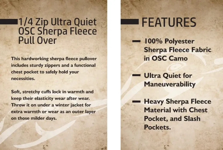 1/4 Zip Ultra Quiet OSC Sherpa Fleece Pullover