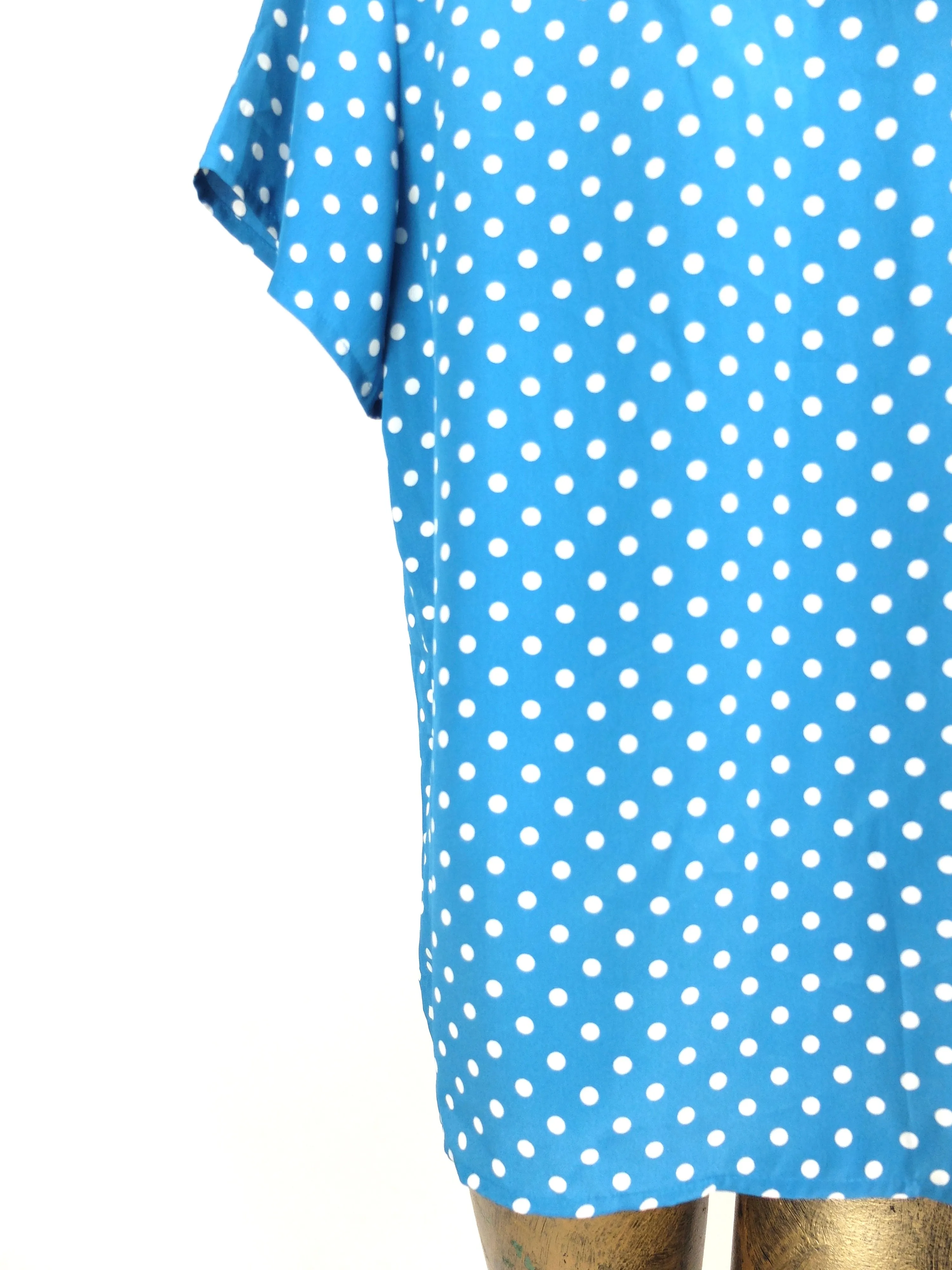 80s Polka Dot Short Sleeve Boxy Pullover Blouse