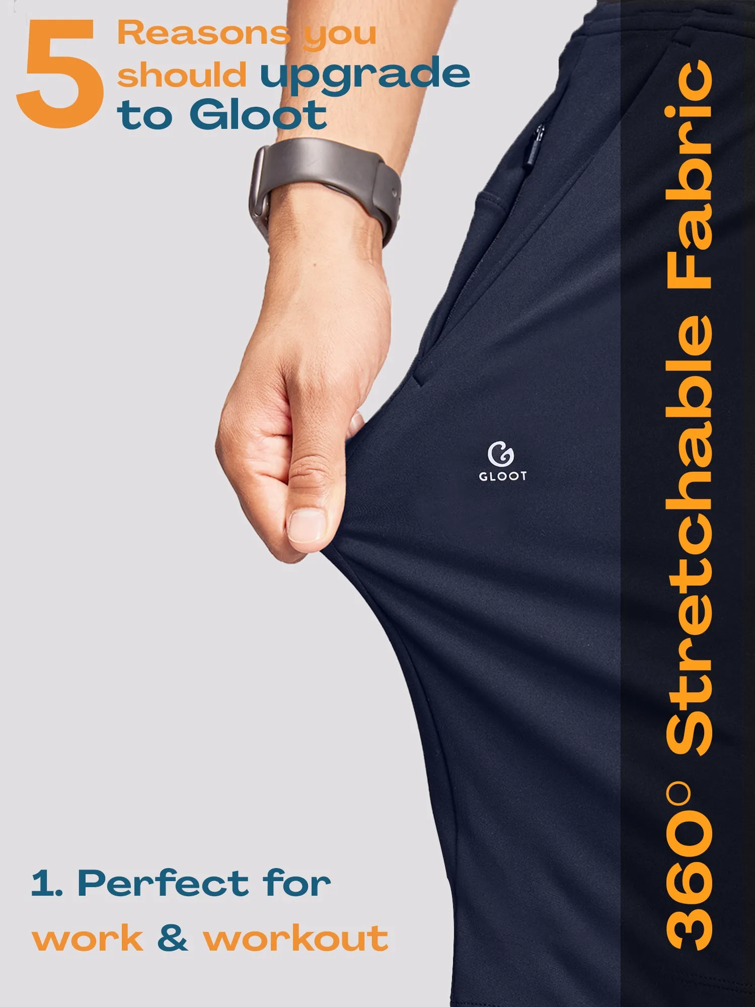 Active Sports Pants 360° Stretch Slim Fit Navy
