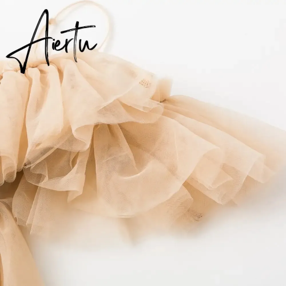 Aiertu Simplee V-neck mesh lace up sexy blouse summer women Strap boho ruffle cold shouler elegant tops Tulle see through casual shirt