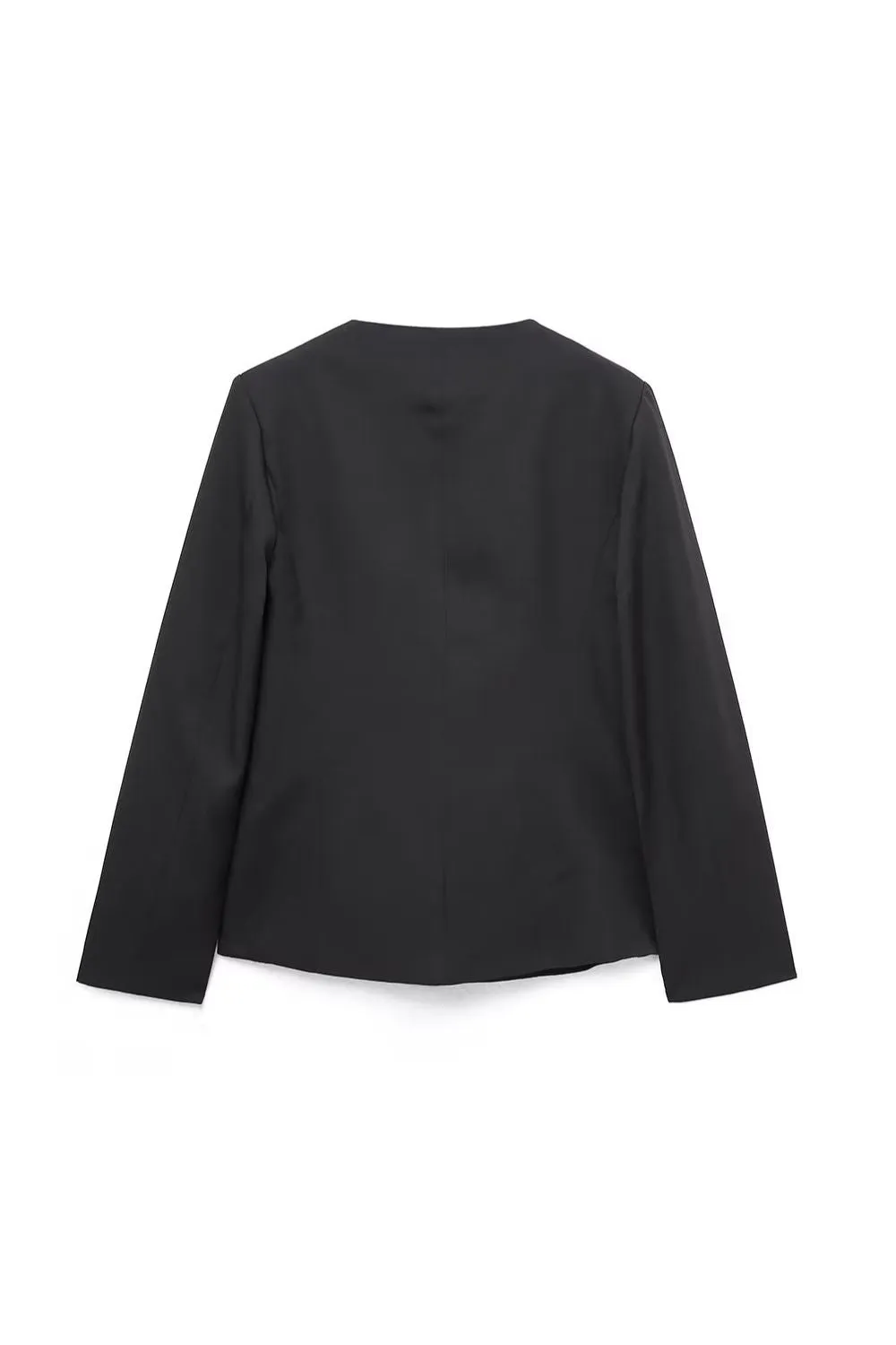 'Amelia' Black Heart-Neck Slim Blazer Jacket