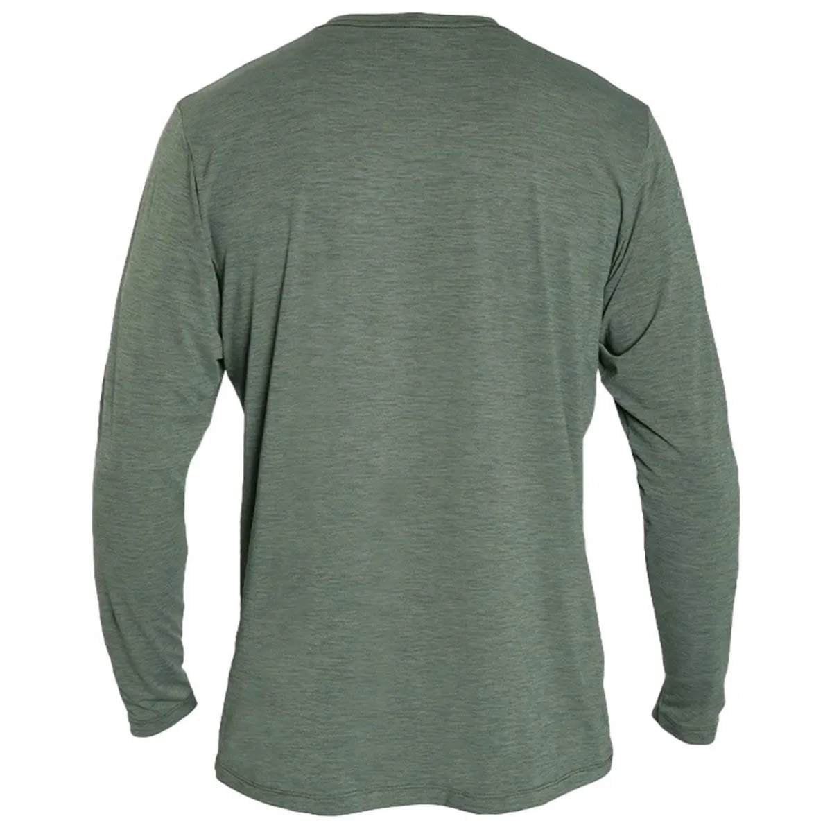 ANETIK Men's Dark Olive Heathered Low Pro Tech Long Sleeve T-Shirt