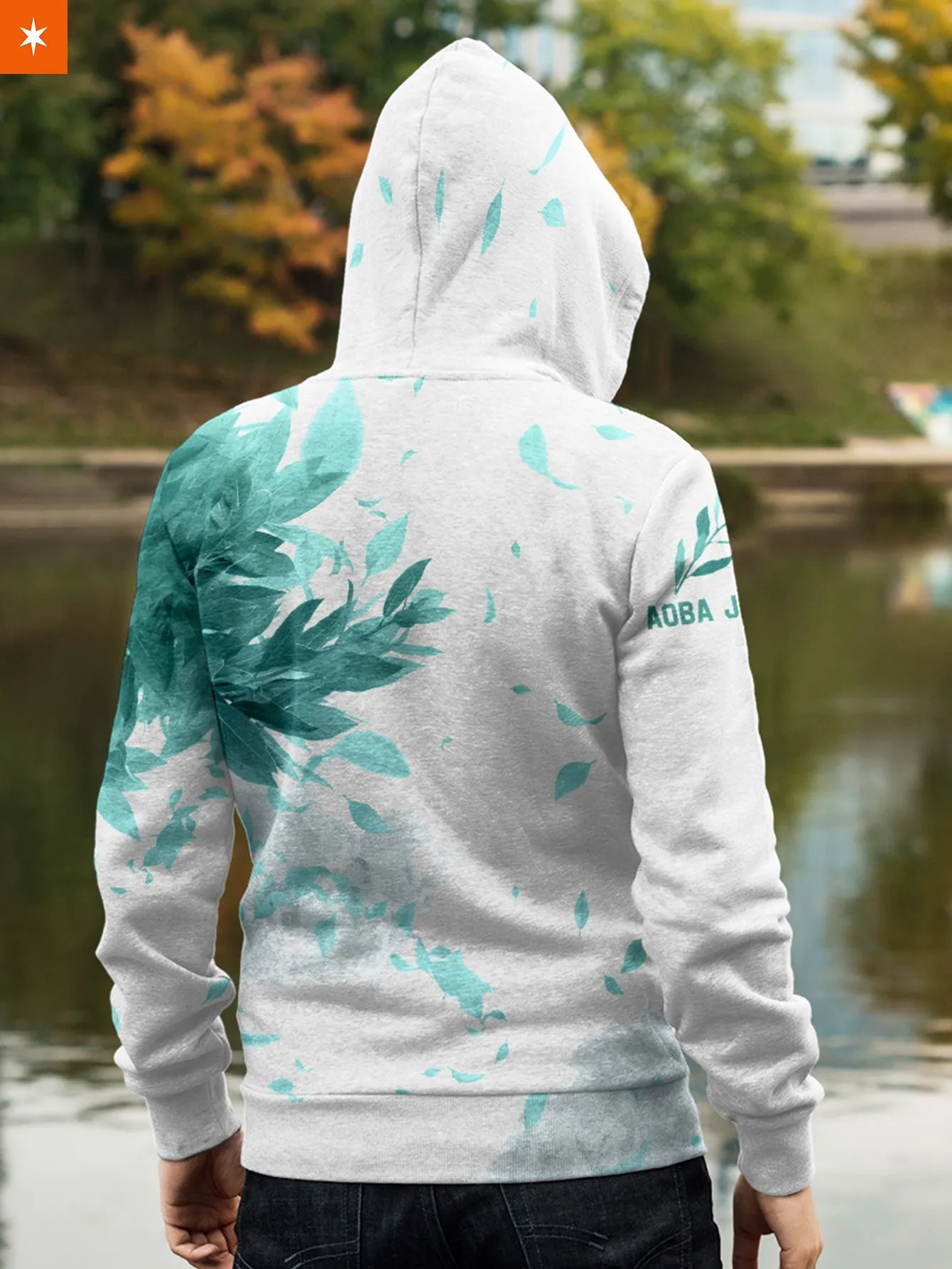 Aoba Johsai Green Leaf Unisex Zipped Hoodie