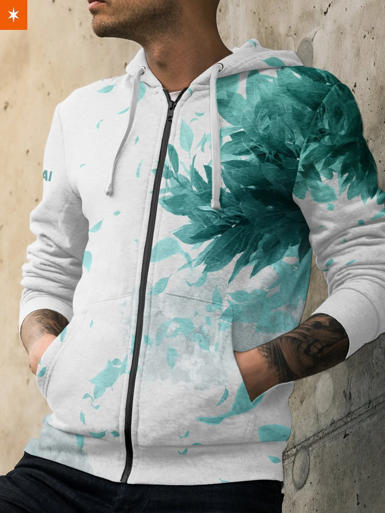 Aoba Johsai Green Leaf Unisex Zipped Hoodie