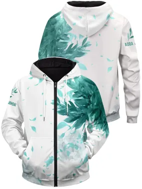 Aoba Johsai Green Leaf Unisex Zipped Hoodie