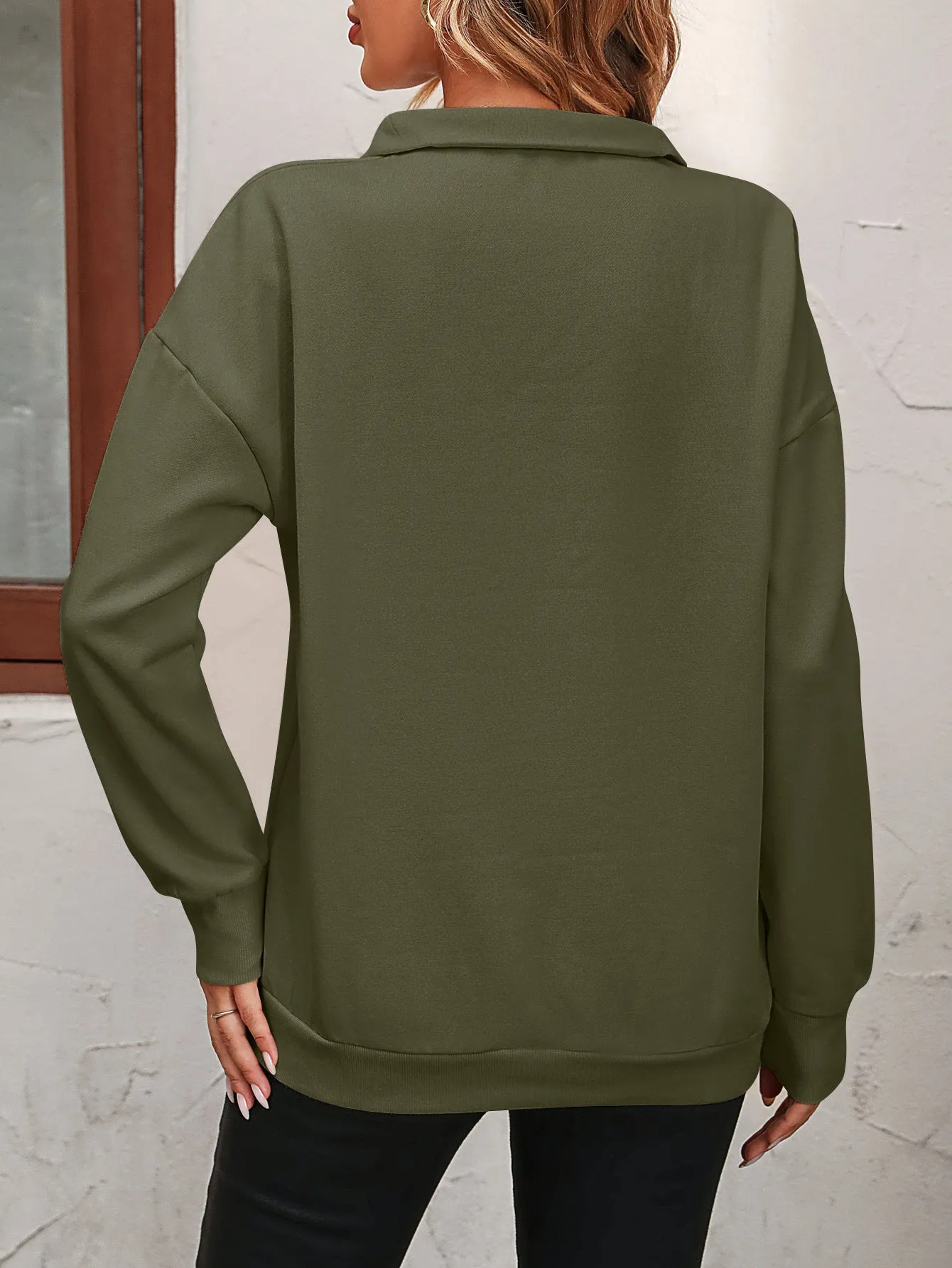*APP EXCLUSIVE* Zip-Up Dropped Shoulder Sweatshirt