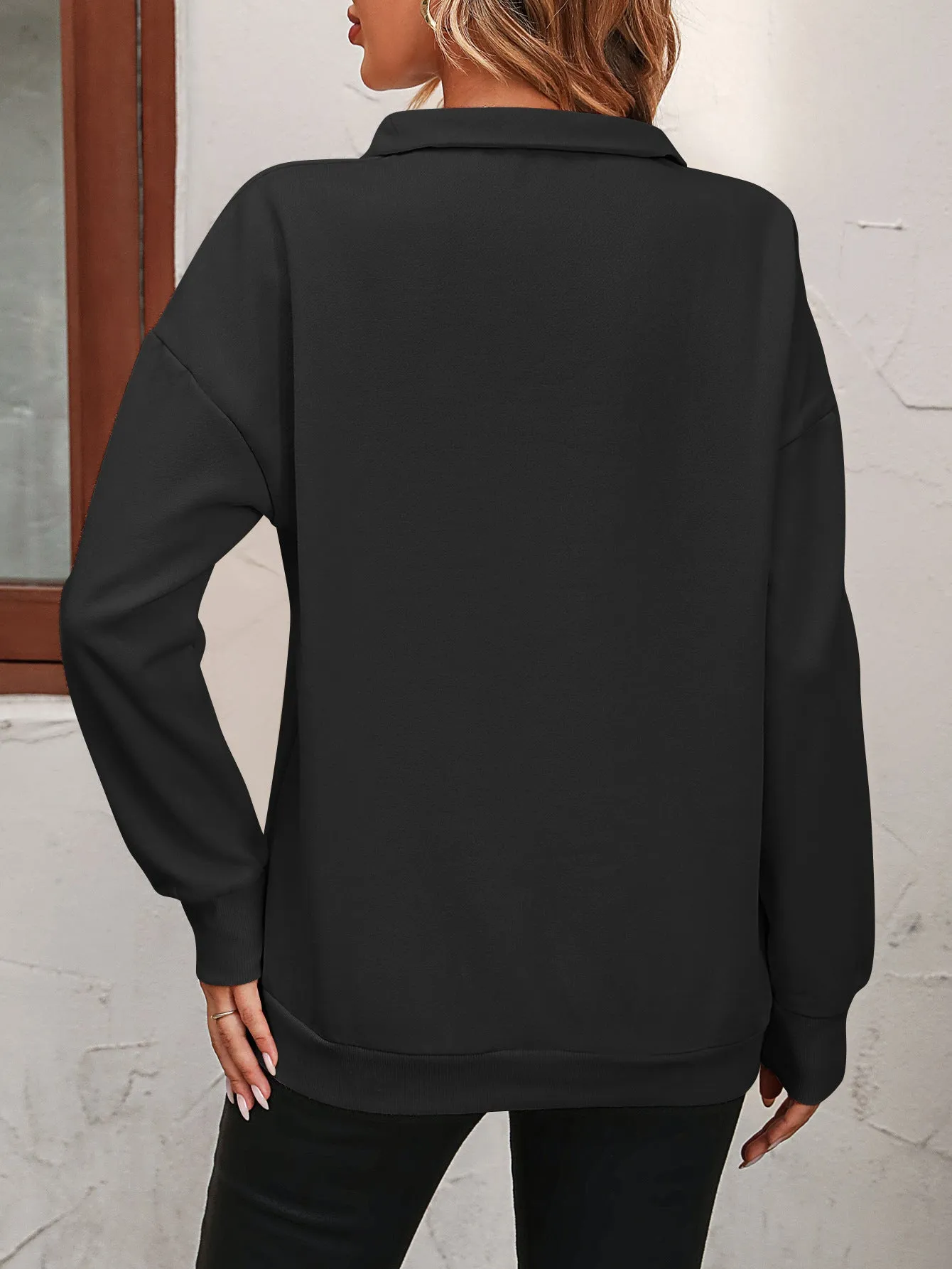 *APP EXCLUSIVE* Zip-Up Dropped Shoulder Sweatshirt