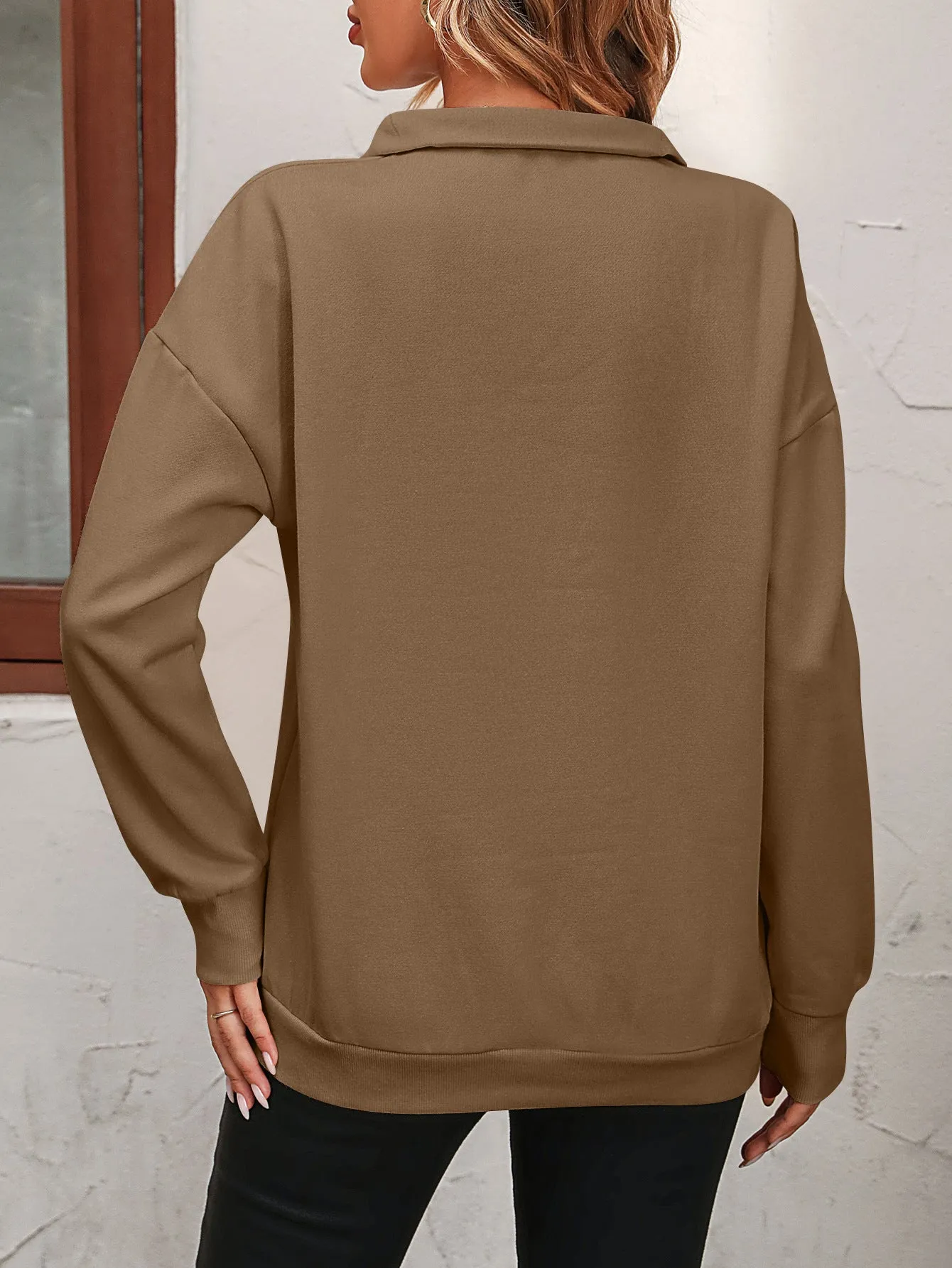 *APP EXCLUSIVE* Zip-Up Dropped Shoulder Sweatshirt