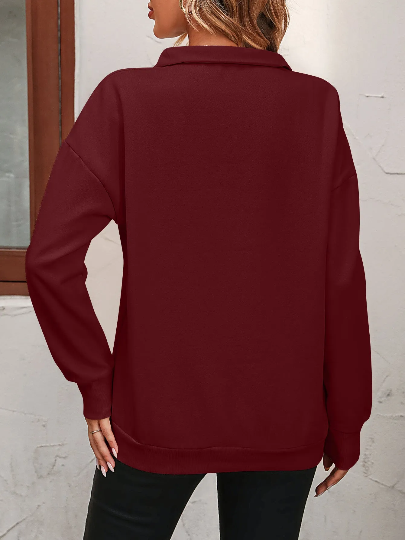 *APP EXCLUSIVE* Zip-Up Dropped Shoulder Sweatshirt
