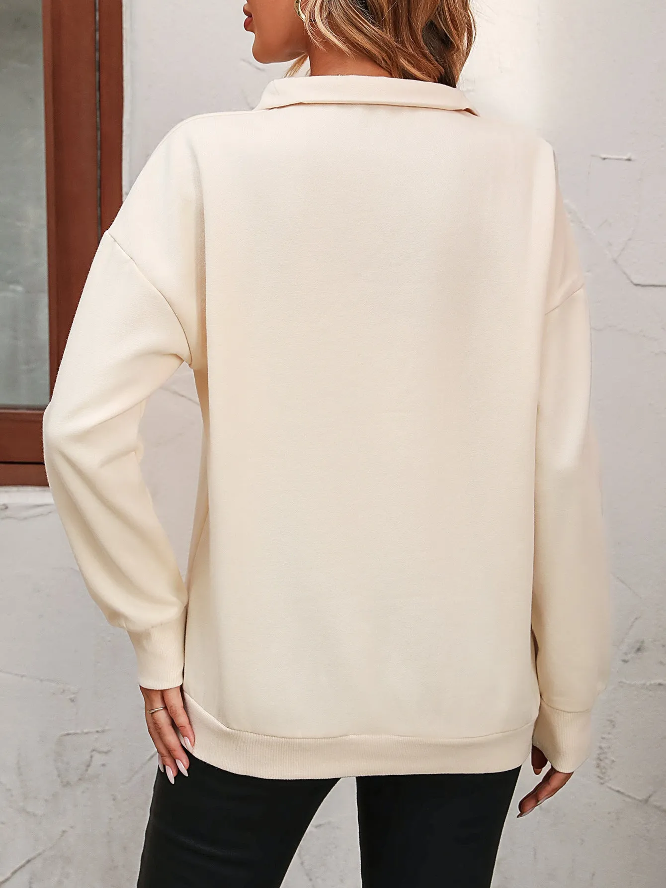*APP EXCLUSIVE* Zip-Up Dropped Shoulder Sweatshirt