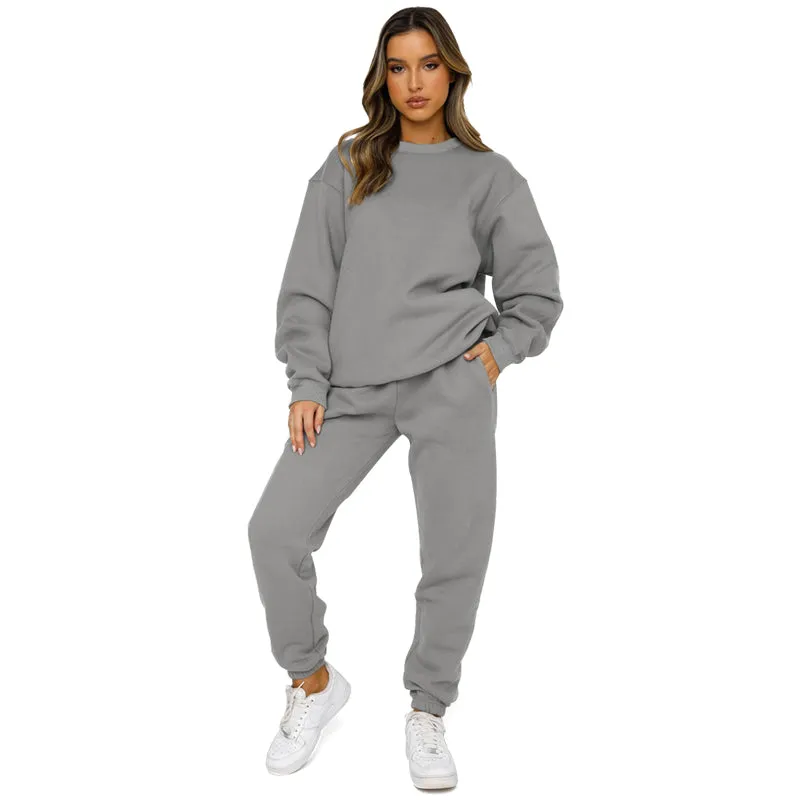 Autumn and Winter Round Neck Pullover Women's Fashion Casual Sweatshirt Set