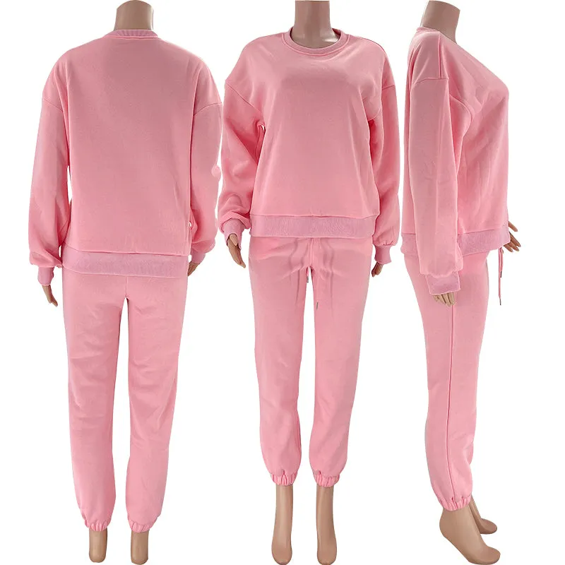 Autumn and Winter Round Neck Pullover Women's Fashion Casual Sweatshirt Set