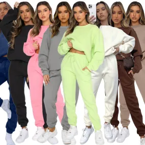 Autumn and Winter Round Neck Pullover Women's Fashion Casual Sweatshirt Set