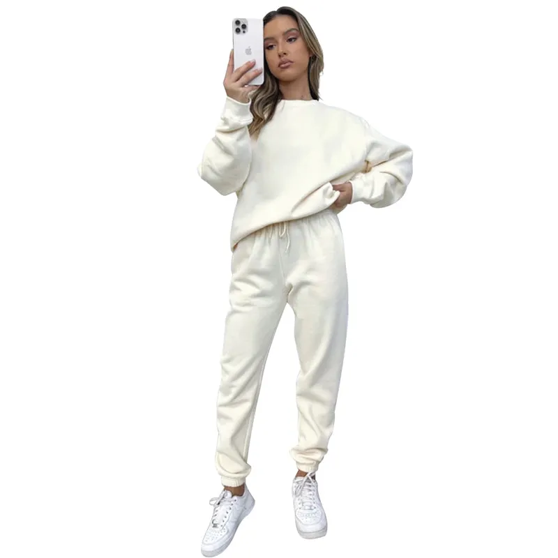 Autumn and Winter Round Neck Pullover Women's Fashion Casual Sweatshirt Set