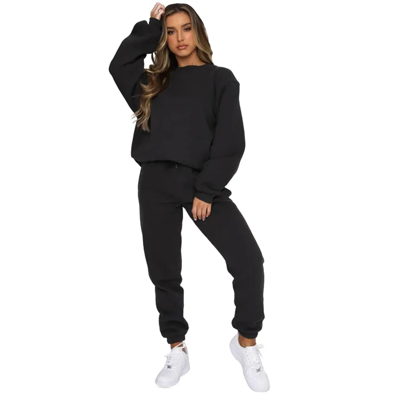 Autumn and Winter Round Neck Pullover Women's Fashion Casual Sweatshirt Set