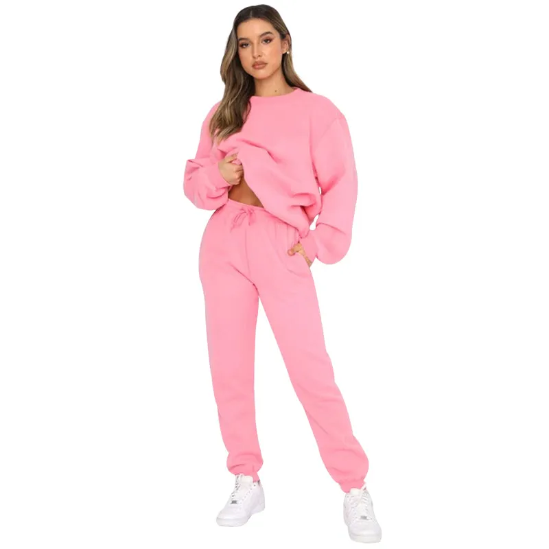 Autumn and Winter Round Neck Pullover Women's Fashion Casual Sweatshirt Set