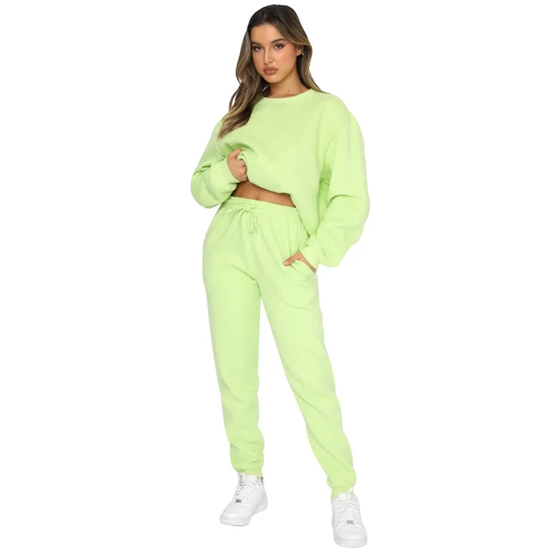 Autumn and Winter Round Neck Pullover Women's Fashion Casual Sweatshirt Set