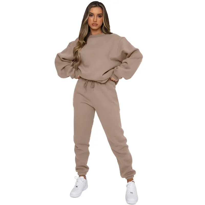 Autumn and Winter Round Neck Pullover Women's Fashion Casual Sweatshirt Set