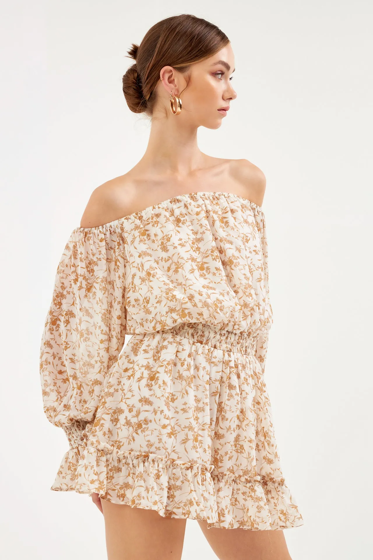 Baroque Chiffon Floral Long Sleeve Romper