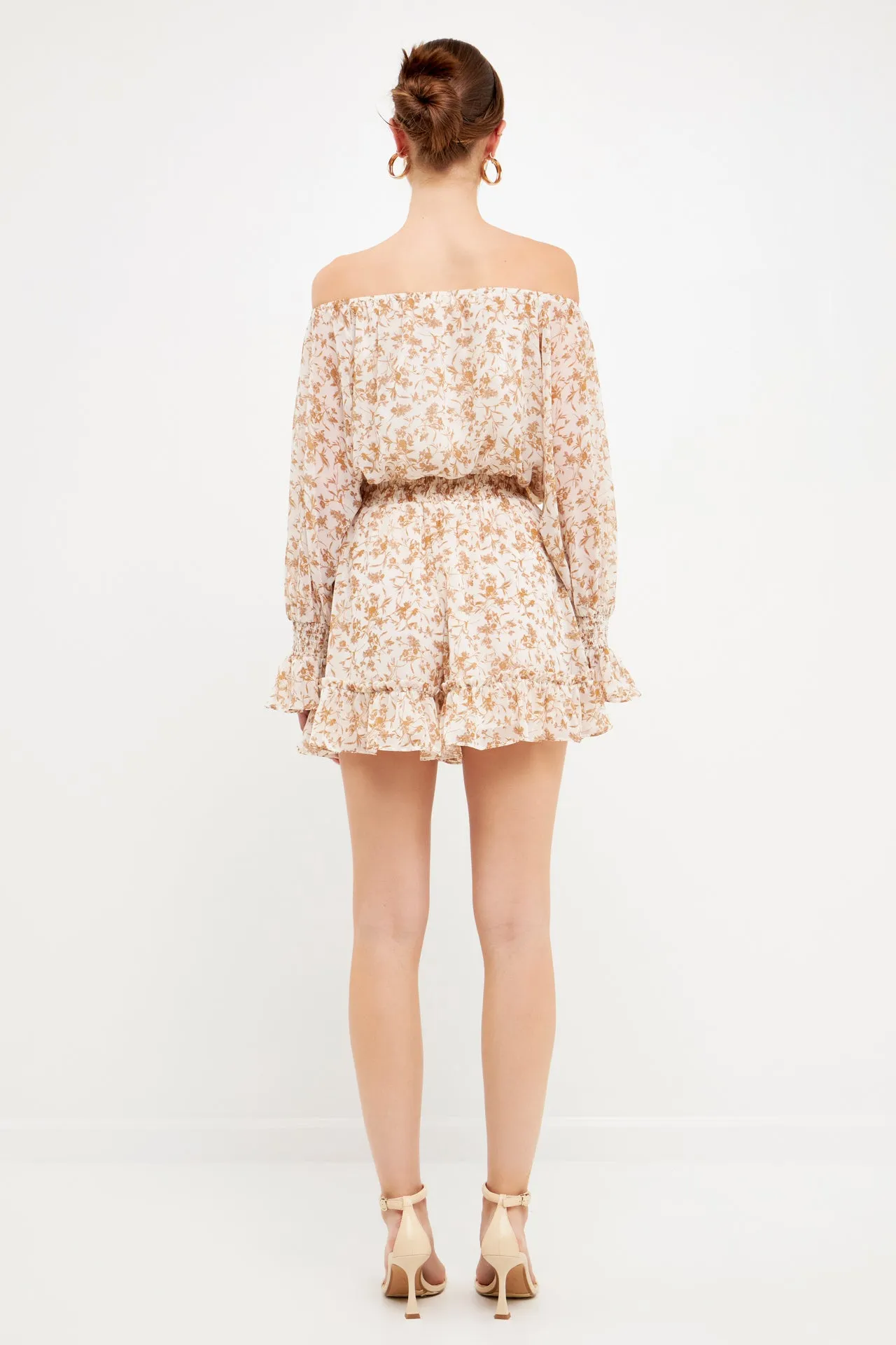 Baroque Chiffon Floral Long Sleeve Romper
