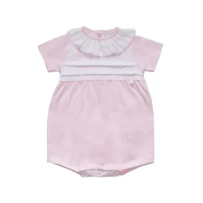 Basics - Baby Girl  Pink and White Romper
