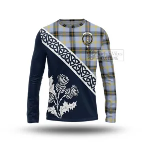 Bell Tartan Long Sleeve T-Shirt Featuring Thistle and Scotland Map