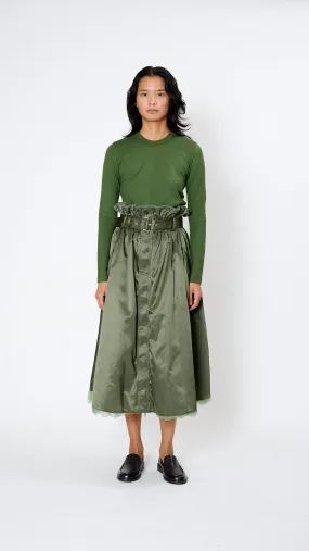 Belted Tulle Skirt in Khaki