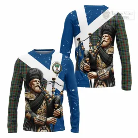 Bisset Tartan Long Sleeve T-Shirt with Family Crest Scottish Bagpiper Vibes