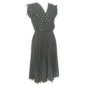 Black and gold sunray pleat 1970s disco dress