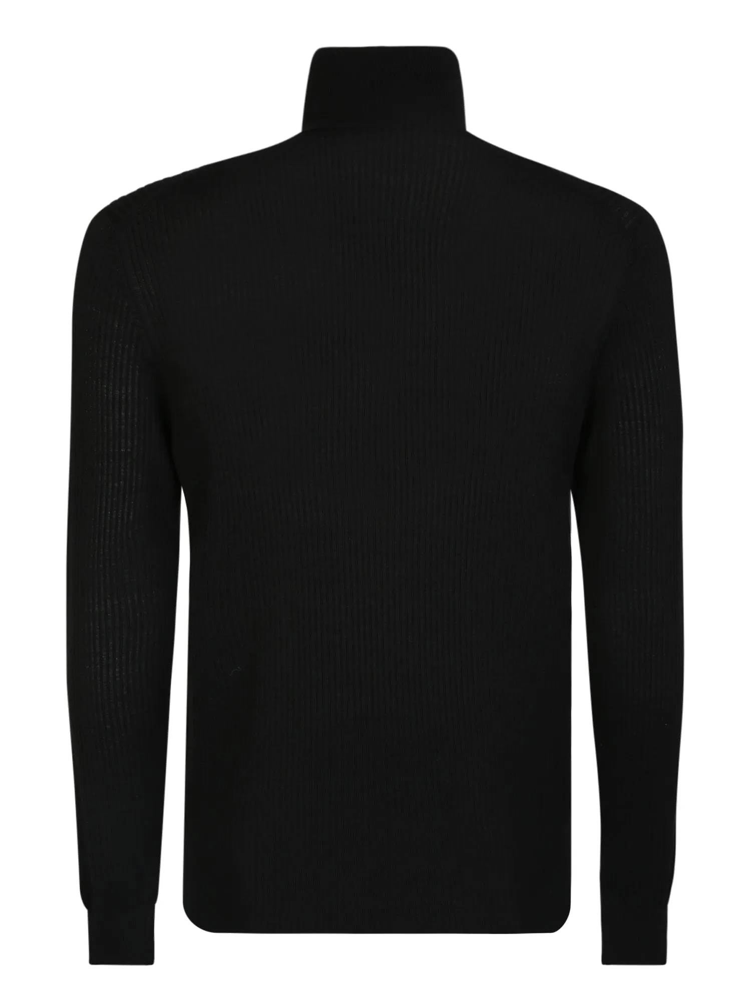 Black merino wool turtleneck pullover