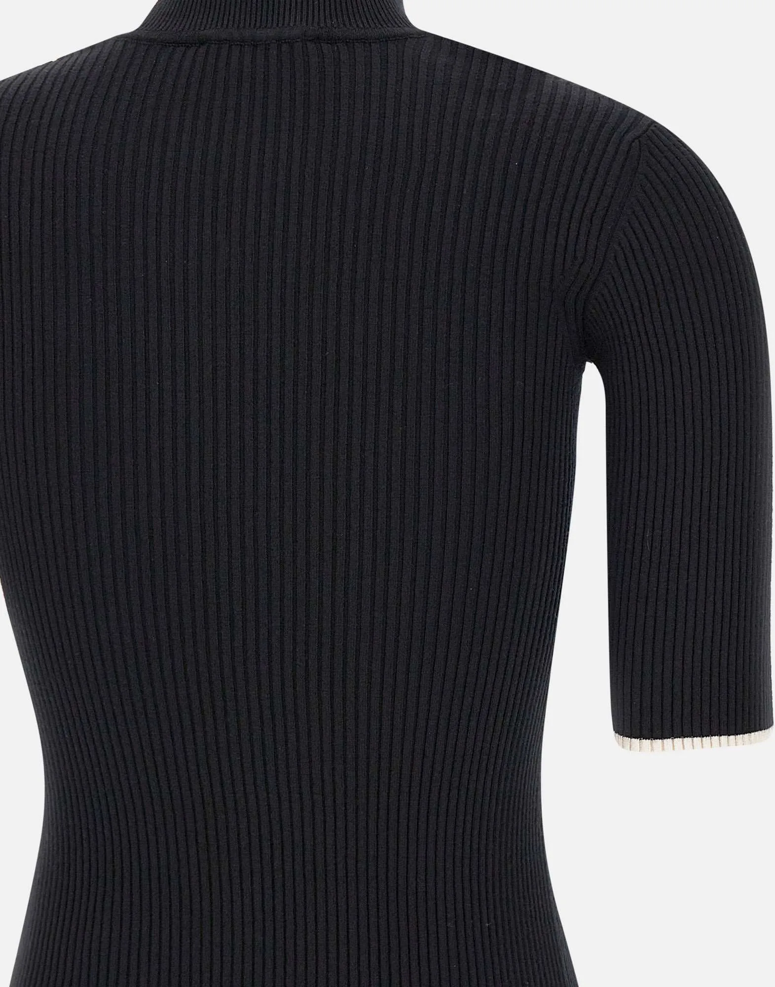 Black Viscose Turtleneck Short Sleeves