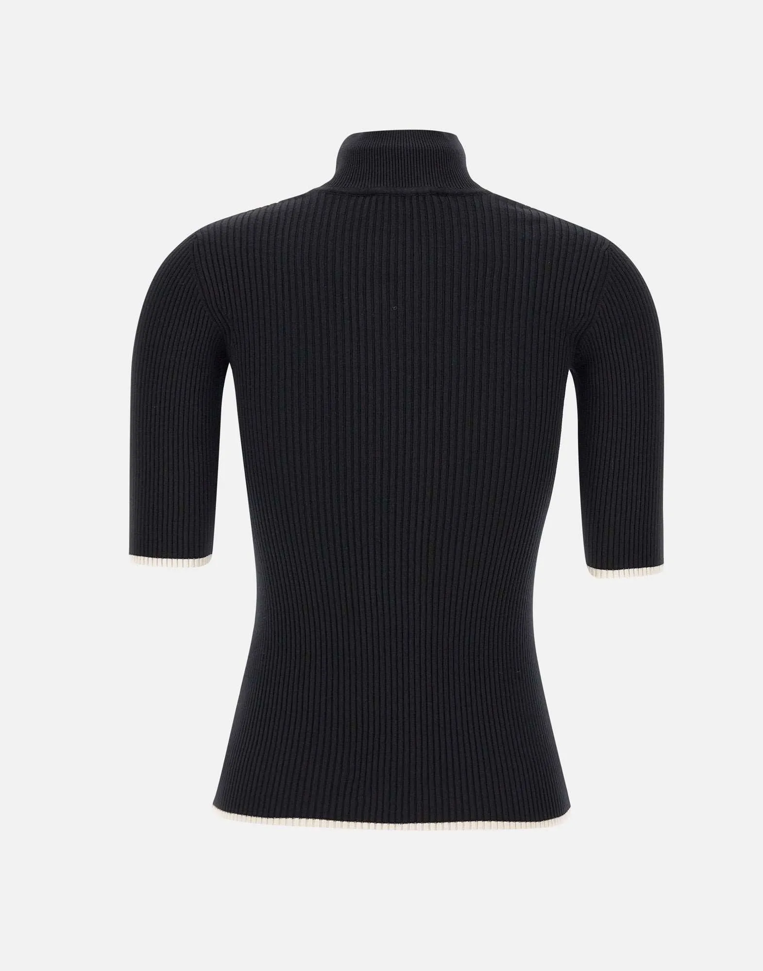 Black Viscose Turtleneck Short Sleeves