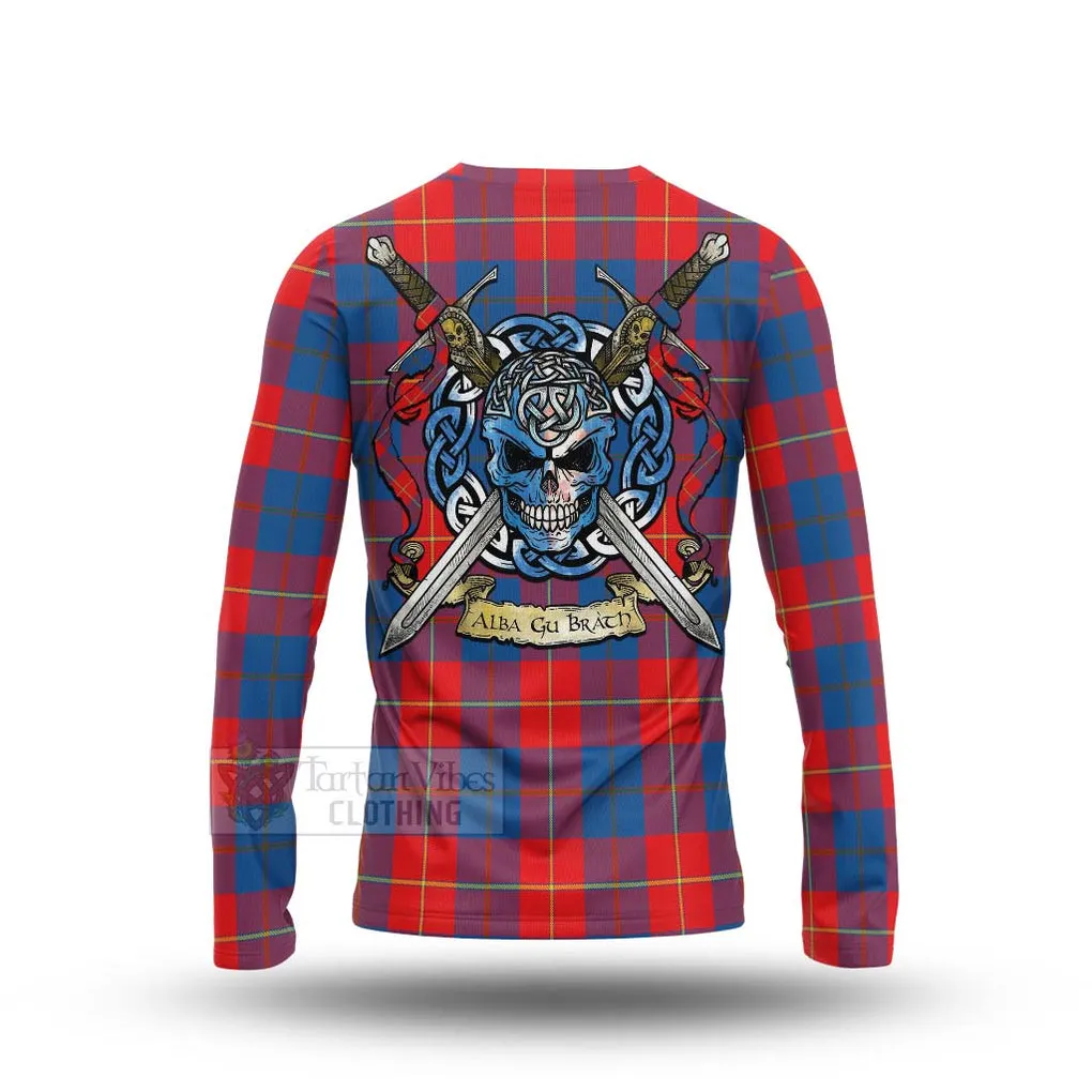 Blane Tartan Long Sleeve T-Shirt with Family Crest Celtic Skull Style