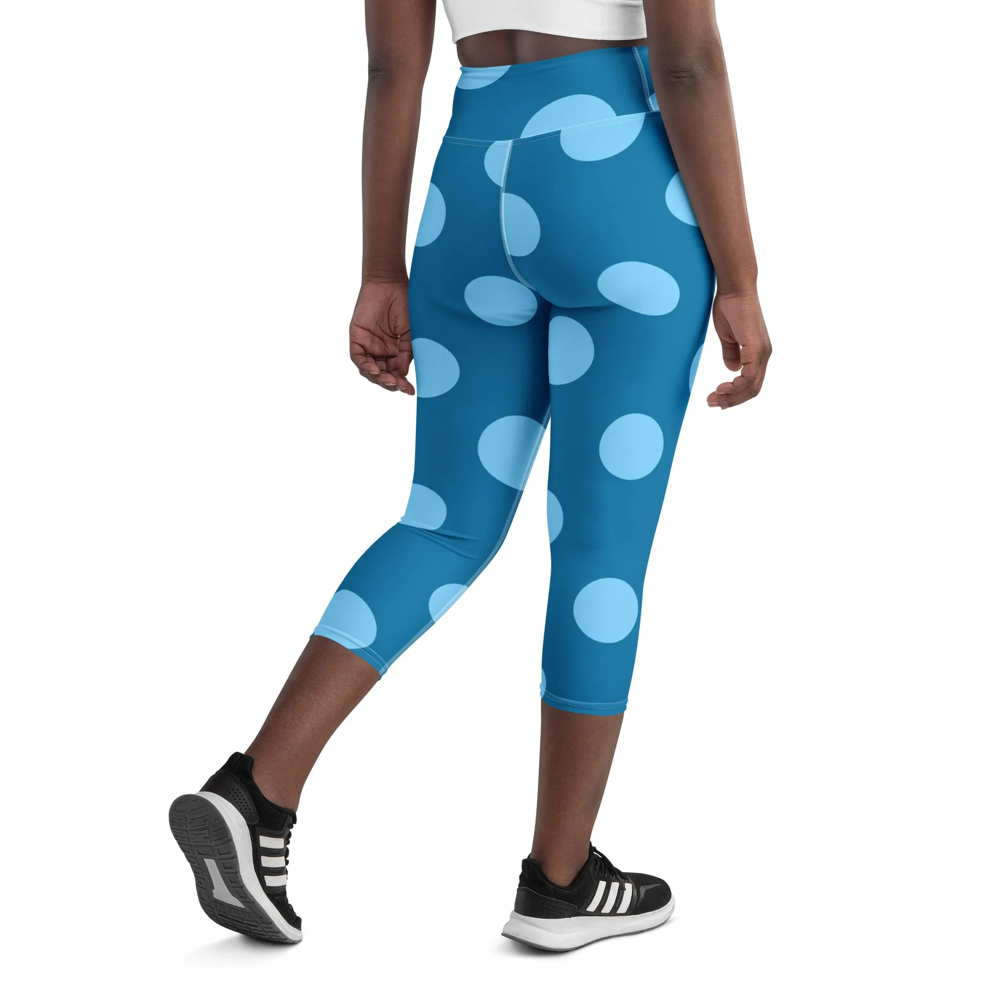 Blue Polka Dots Yoga Capri Leggings Activewear Capri Leggings, lioness-love