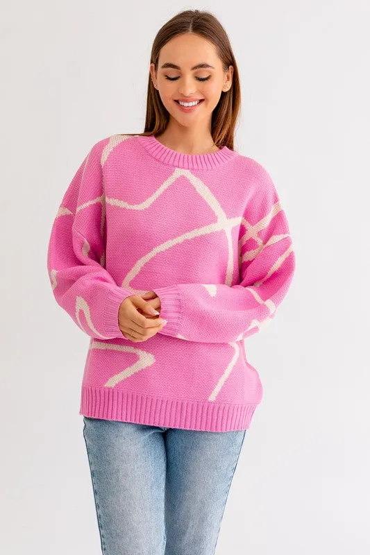 Bohemian Abstract Pattern Oversized Sweater Top