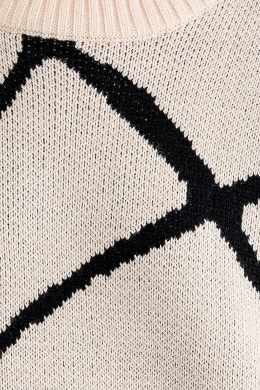 Bohemian Abstract Pattern Oversized Sweater Top