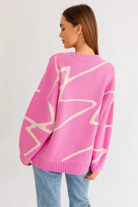 Bohemian Abstract Pattern Oversized Sweater Top