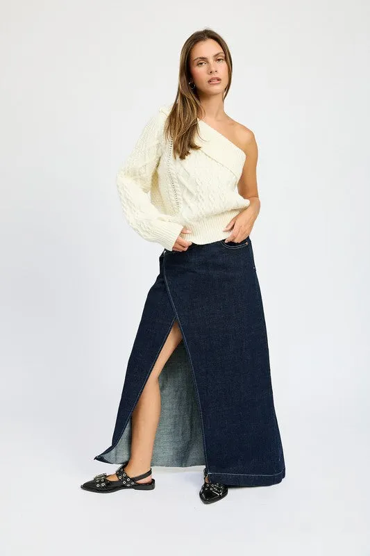 Bohemian Oversized One Shoulder Sweater