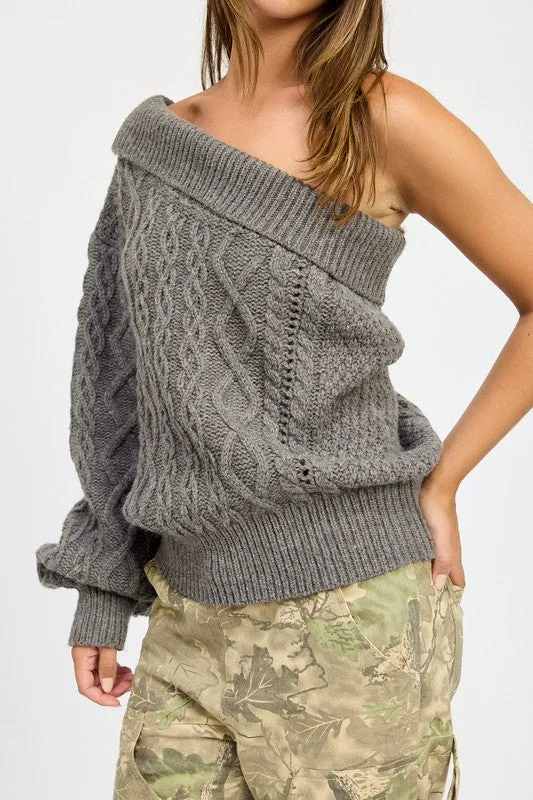 Bohemian Oversized One Shoulder Sweater