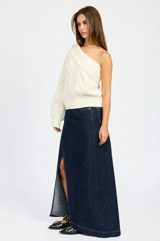 Bohemian Oversized One Shoulder Sweater