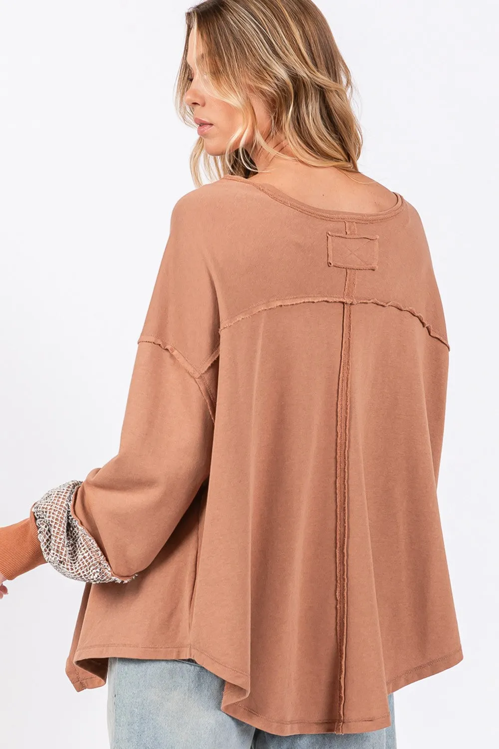 Bohemian Peace Sign Mineral Wash Terry Top