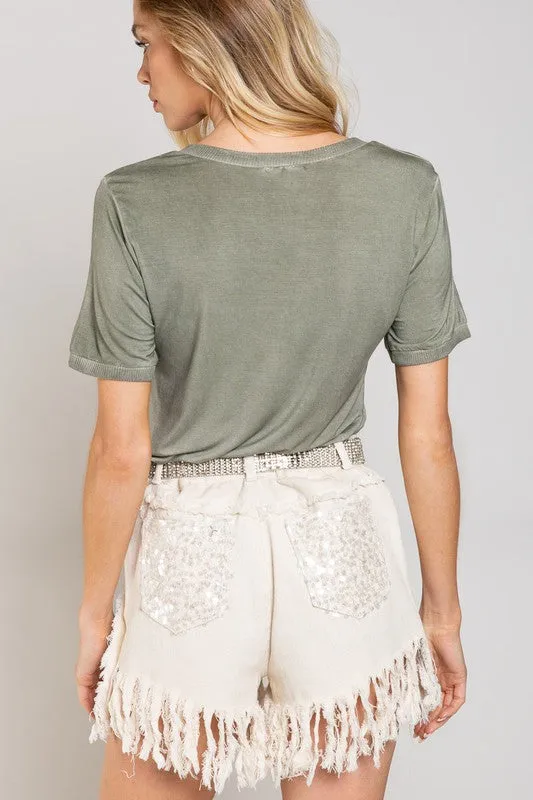 Bohemian POL Girly Meets Basic Short Sleeve Top