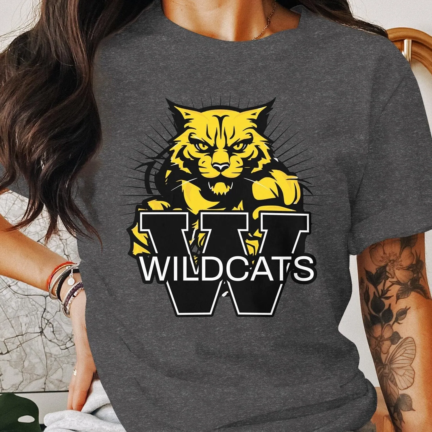 Bold Wildcats Graphic T-Shirt, Fierce Cat Design, Wildcat School Spirit Shirt Wildcat Mom Shirt Wildcat Football Sports Team Tee