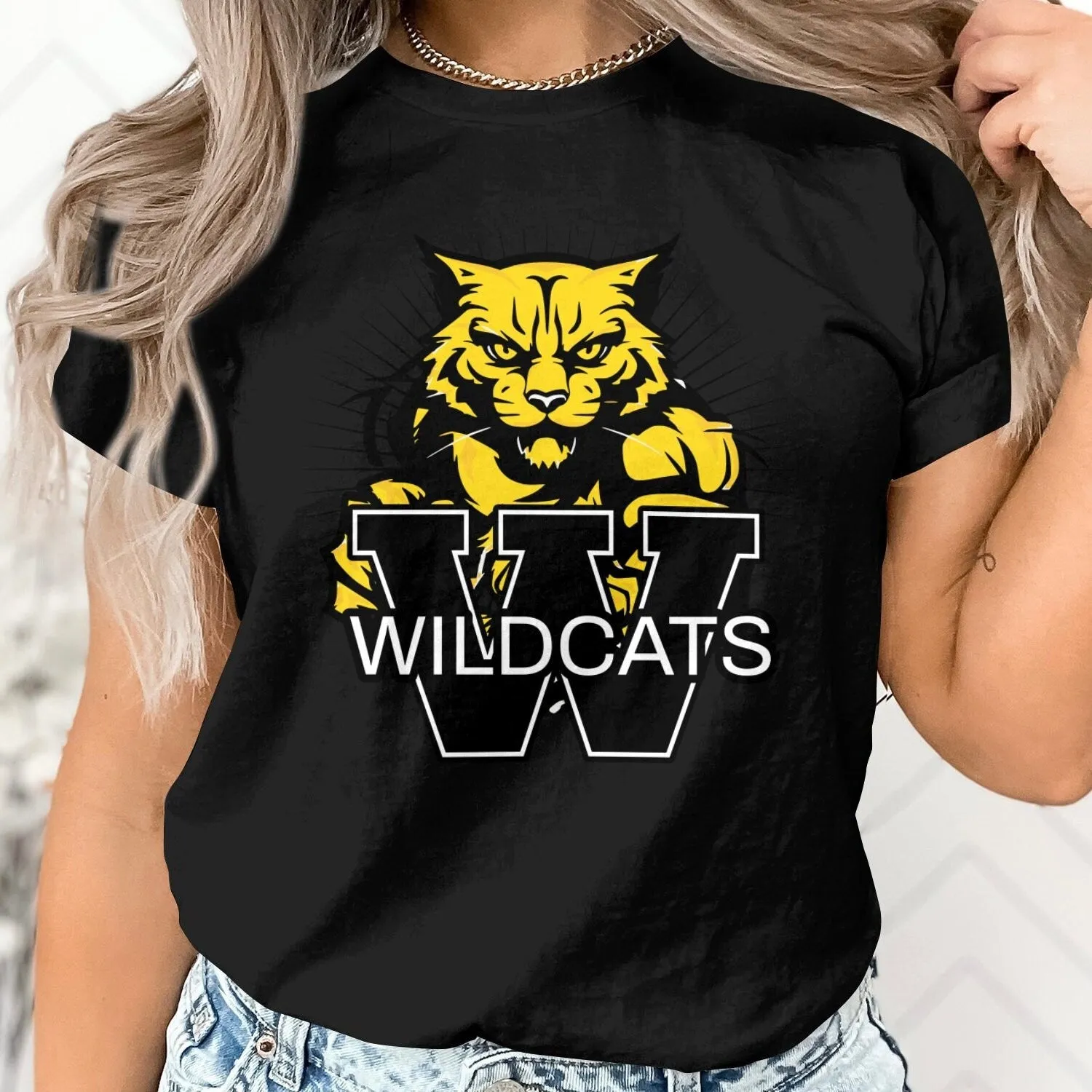 Bold Wildcats Graphic T-Shirt, Fierce Cat Design, Wildcat School Spirit Shirt Wildcat Mom Shirt Wildcat Football Sports Team Tee