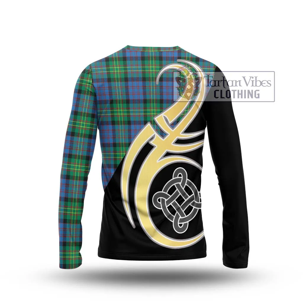 Bowie Ancient Tartan Long Sleeve T-Shirt with Family Crest and Celtic Symbol Style