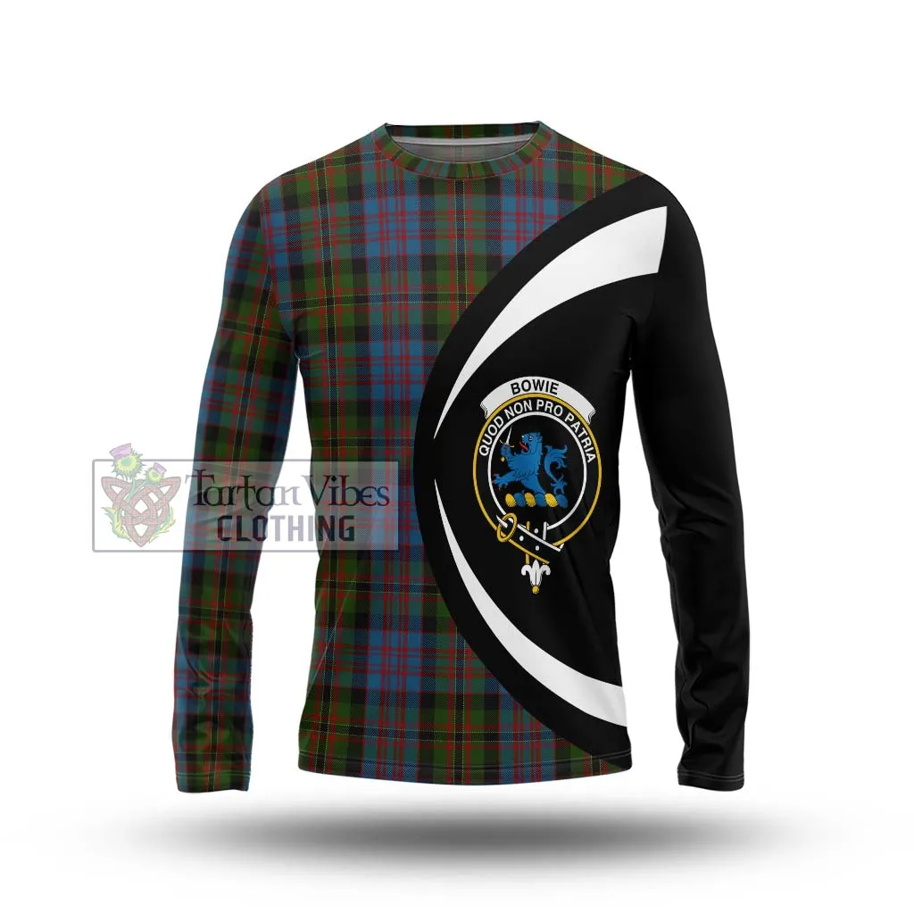 Bowie Tartan Long Sleeve T-Shirt with Family Crest Circle Style