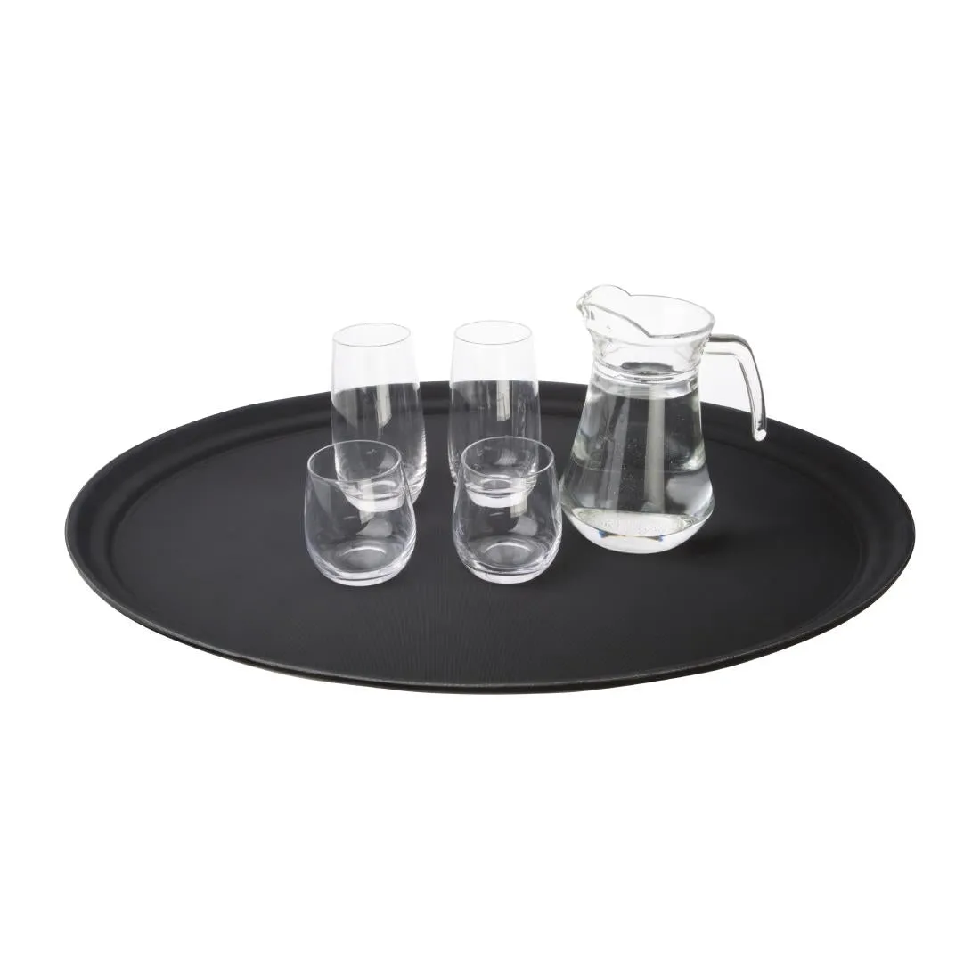 C162 Kristallon Polypropylene Oval Non-Slip Tray Black 685mm
