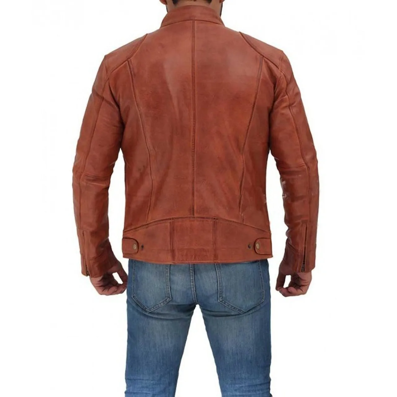 Cafe Racer Men Tan Leather Jacket