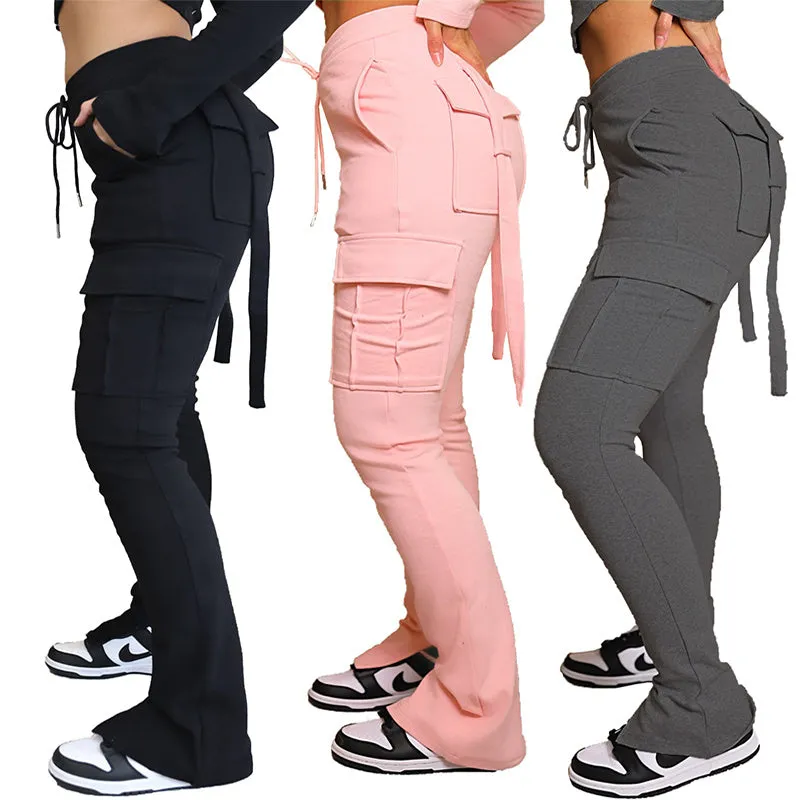 Cargo Pants With Pockets  Wide Leg Straight Trousers For Women