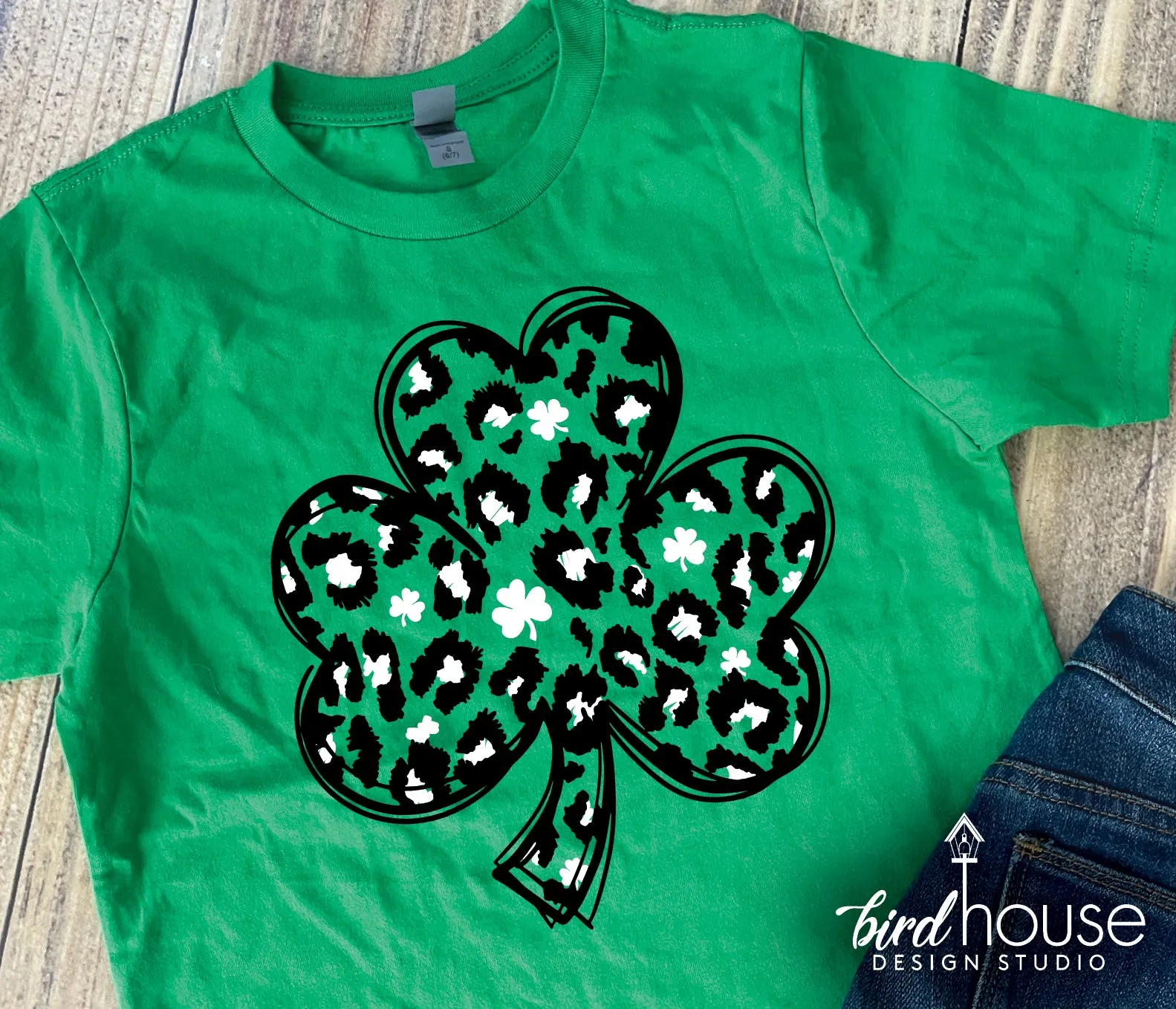 Clover Leopard Print Shirt, Cute St. Patricks day Graphic Tee